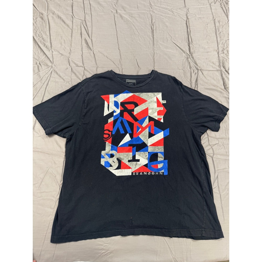 Sean John Mens 3XL Black Graphic T-Shirt DREAM BIG Abstract Cotton Tee B&T